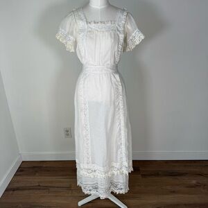 Toutay Bar White Maxi Dress Lace Sheer Ethereal Angelcore Coquette S